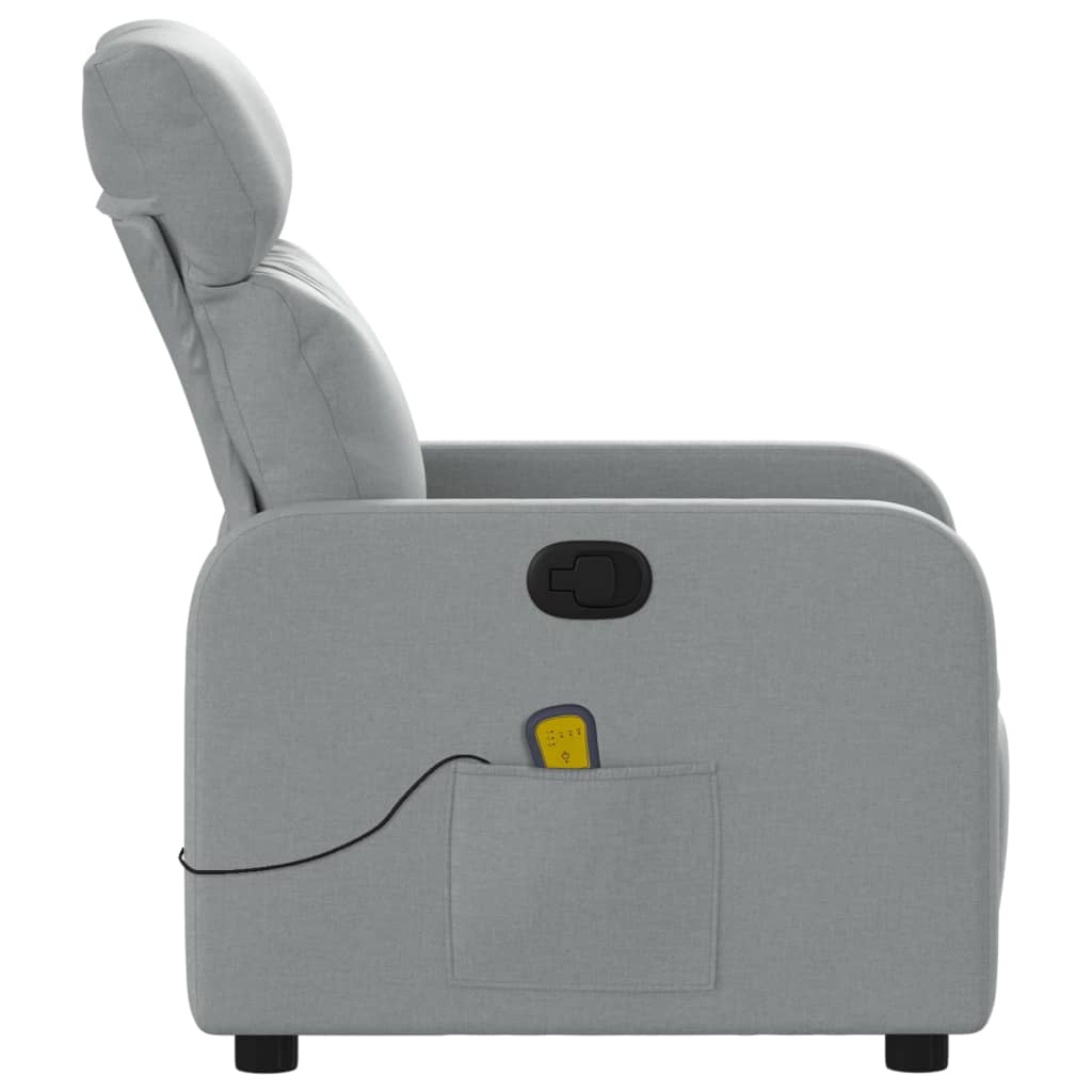 Massagefåtölj ljusgrå tyg