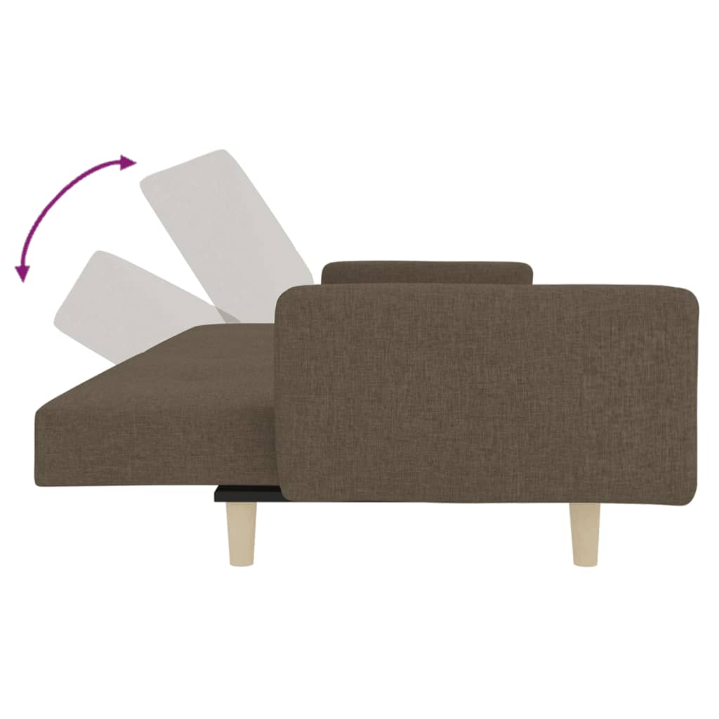 Bäddsoffa 2-sits med två kuddar taupe tyg