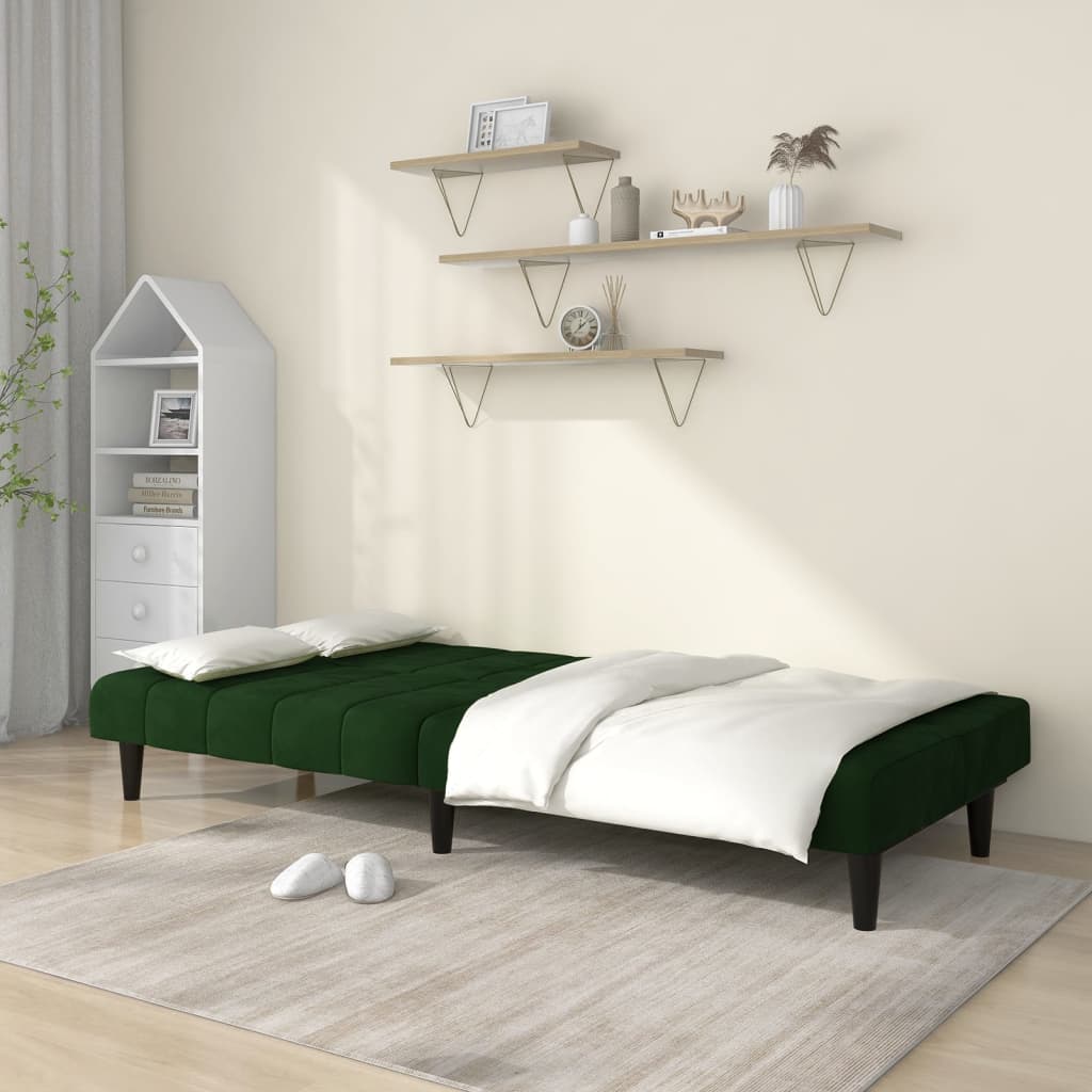 Bäddsoffa 2-sits mörkgrön sammet