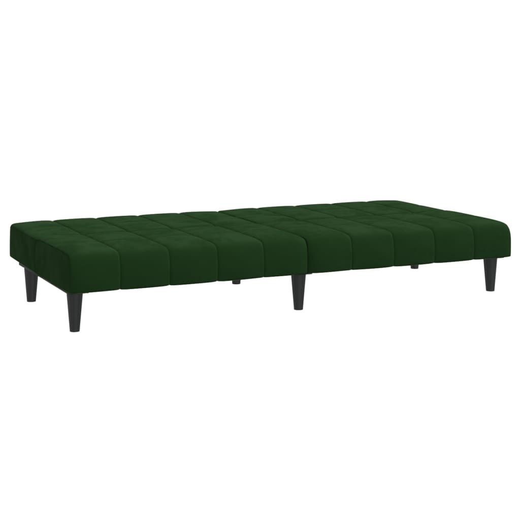 Bäddsoffa 2-sits mörkgrön sammet