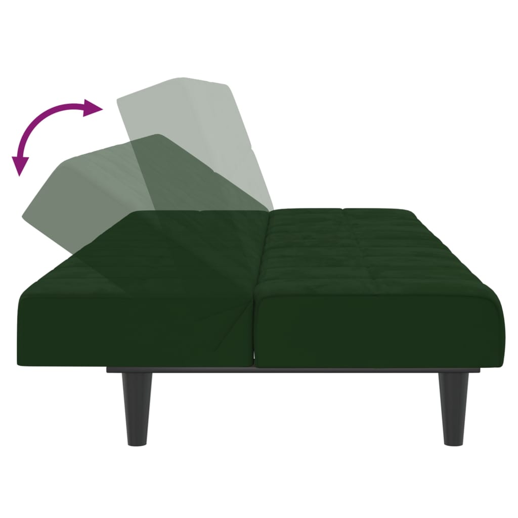 Bäddsoffa 2-sits mörkgrön sammet