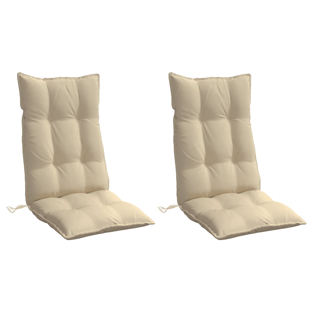 Stolsdynor för stolar med hög rygg 2 st beige oxfordtyg