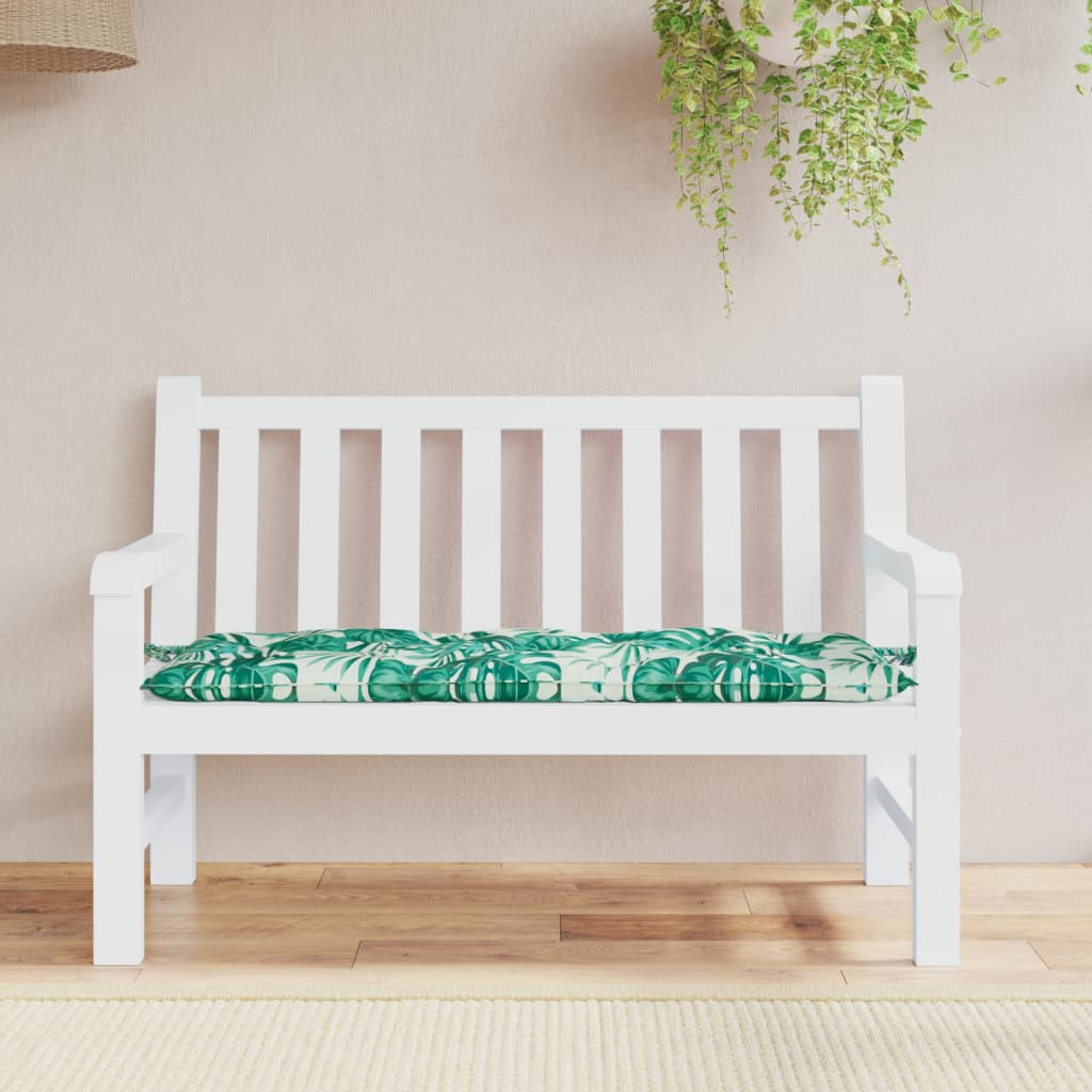 Bänkdyna för trädgården bladmönster 120x50x7cm oxfordtyg