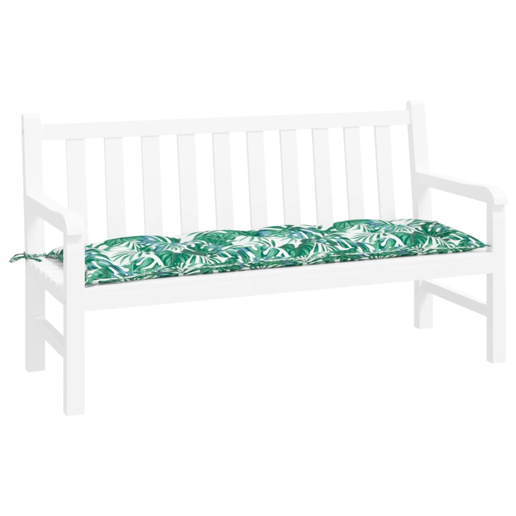 Bänkdyna för trädgården bladmönster 150x50x7 cm oxfordtyg