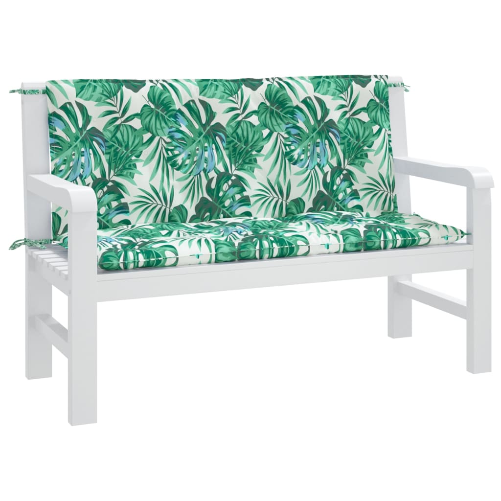 Bänkdynor för trädgården 2st bladmönster 120x50x7cm oxfordtyg