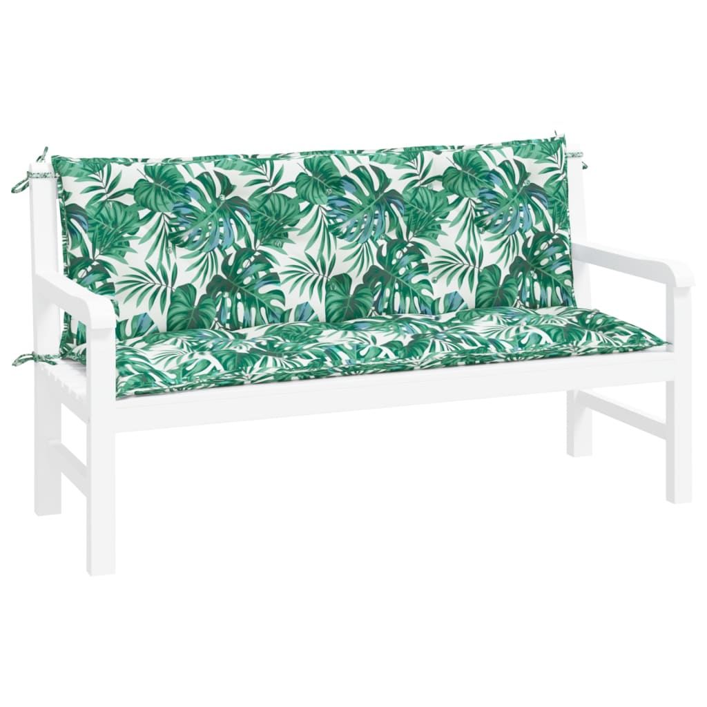 Bänkdynor för trädgården 2st bladmönster 150x50x7cm oxfordtyg