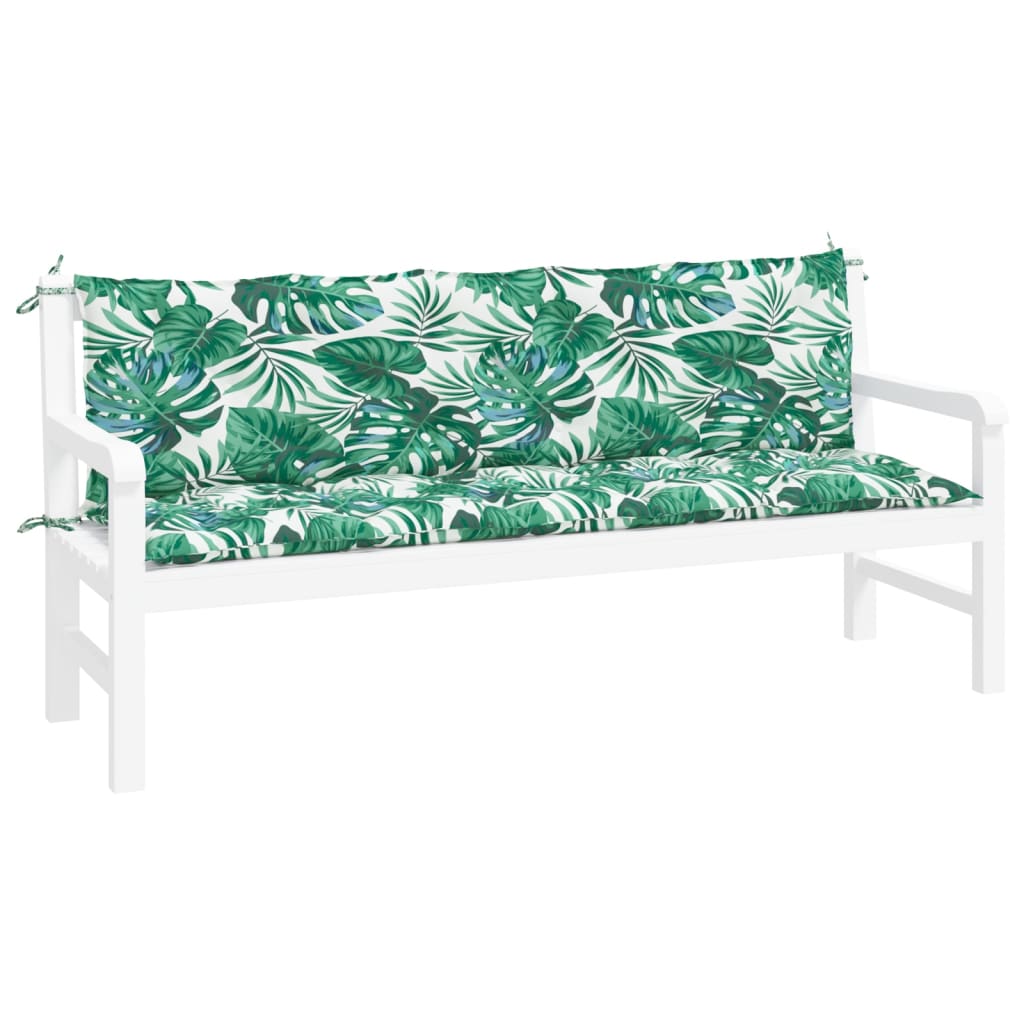 Bänkdynor för trädgården 2st bladmönster 180x50x7cm oxfordtyg
