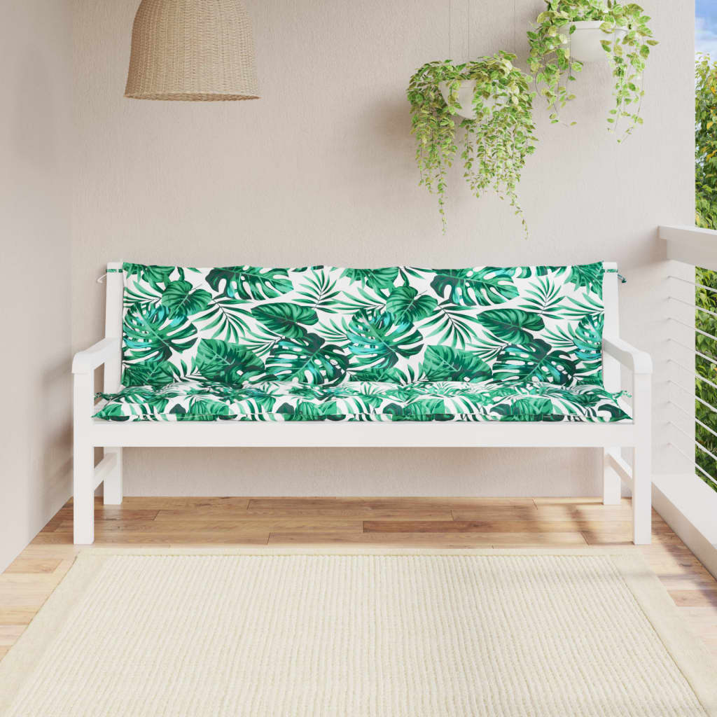 Bänkdynor för trädgården 2st bladmönster 180x50x7cm oxfordtyg