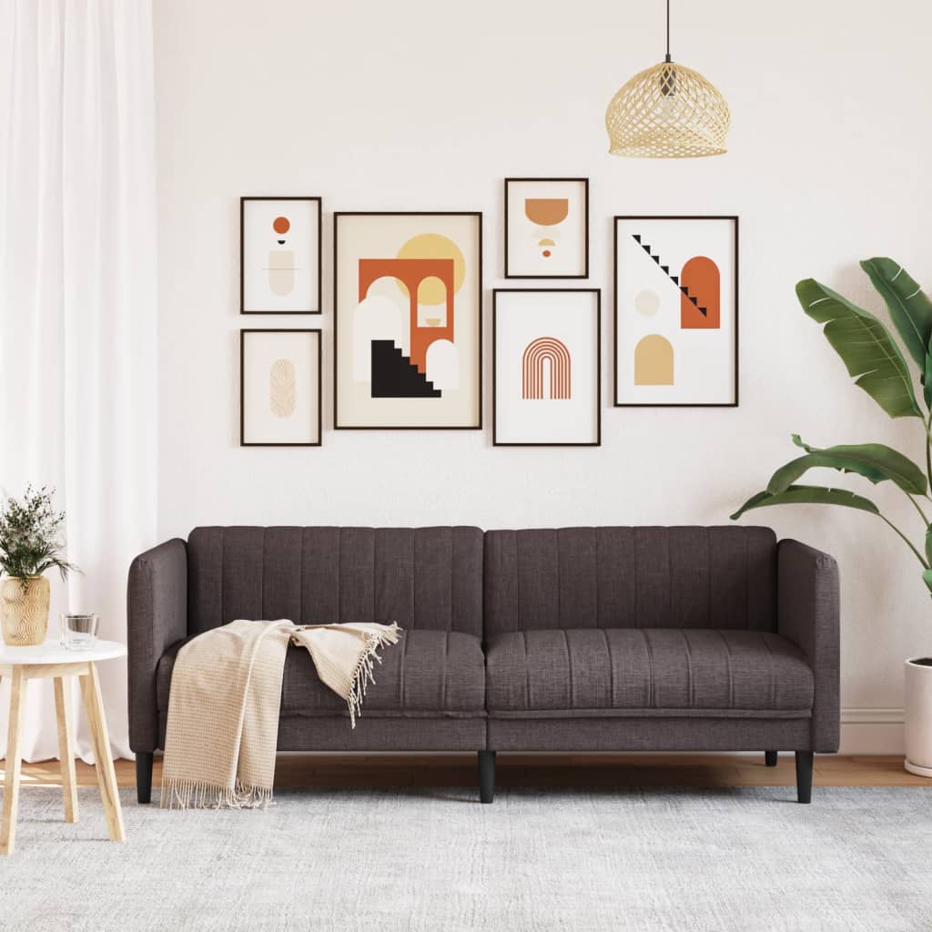 Soffa 3-sits mörkbrun tyg