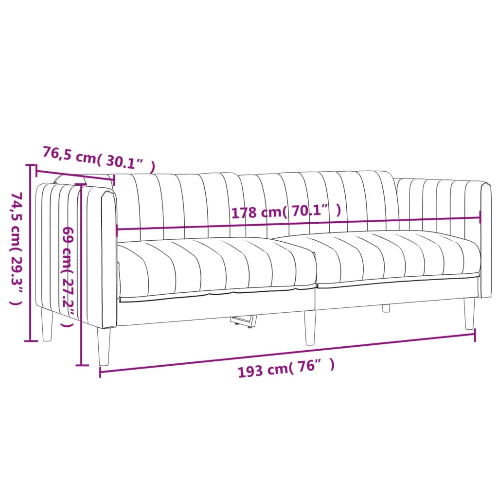 Soffa 3-sits mörkbrun tyg
