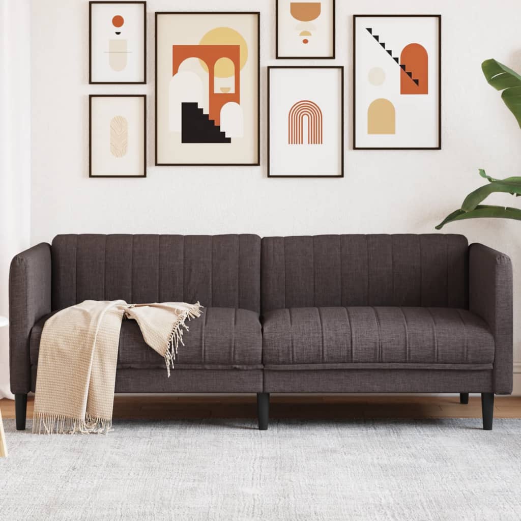 Soffa 3-sits mörkbrun tyg