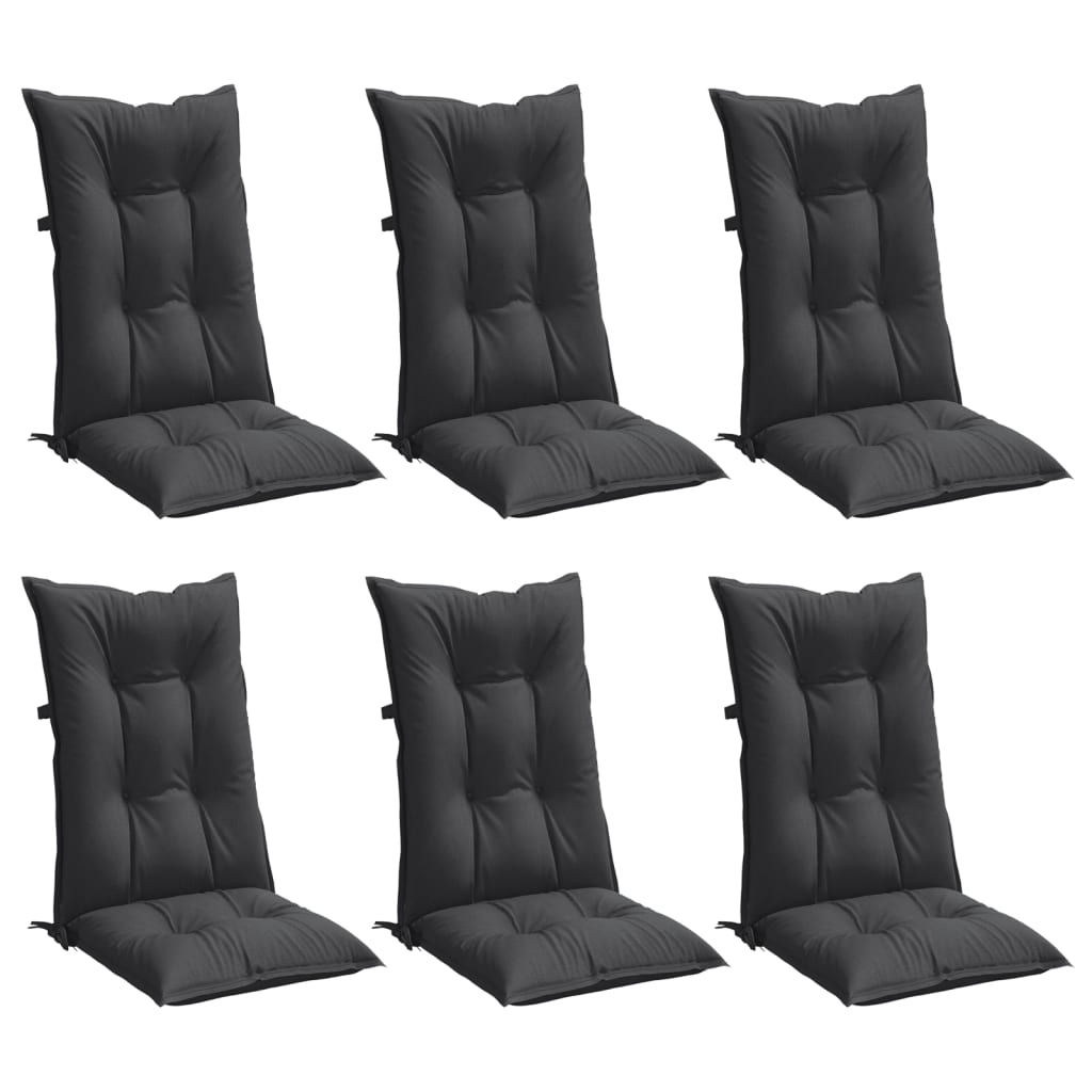 Stolsdynor högt ryggstöd 6 st melerad antracit 120x50x7 cm tyg
