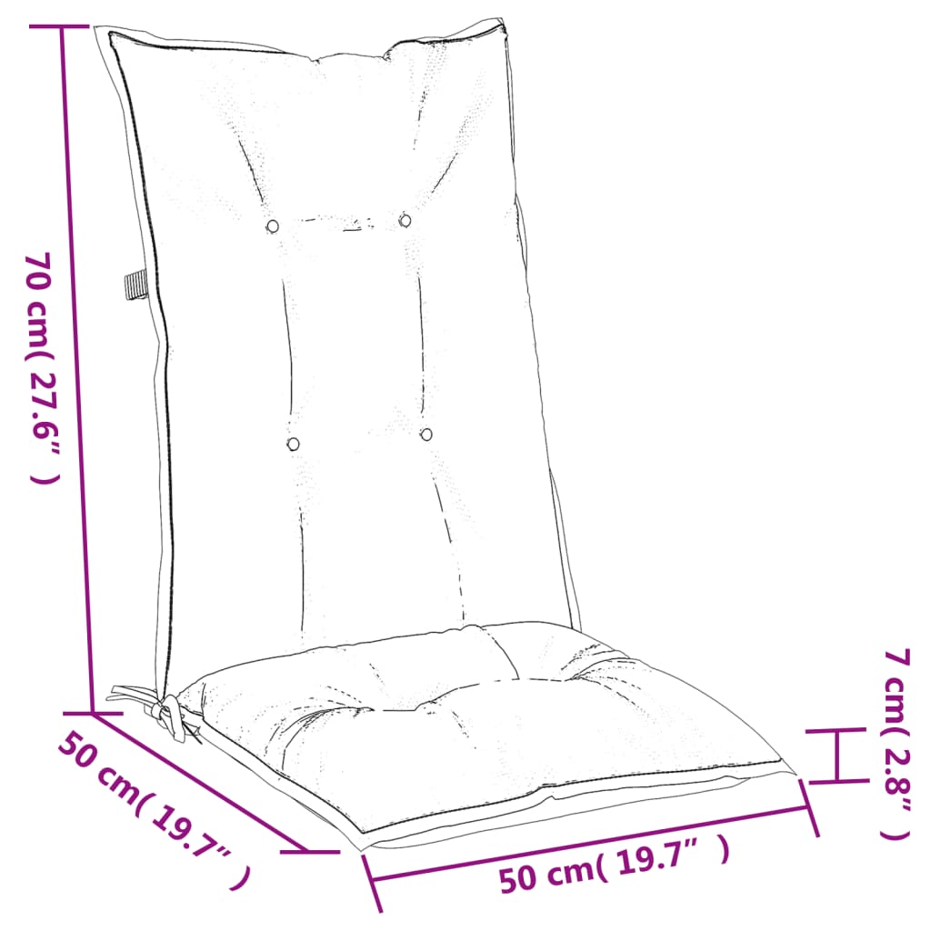Stolsdynor högt ryggstöd 6 st melerad antracit 120x50x7 cm tyg