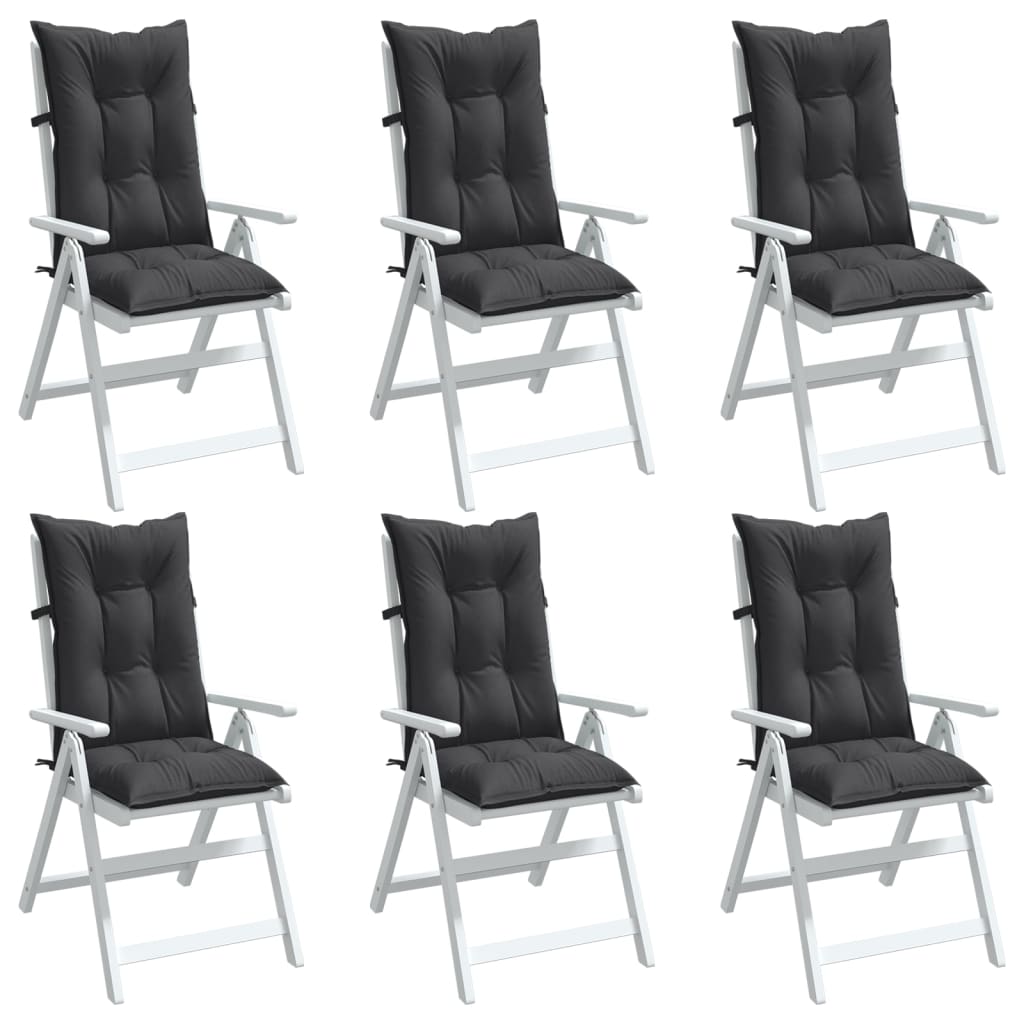 Stolsdynor högt ryggstöd 6 st melerad antracit 120x50x7 cm tyg