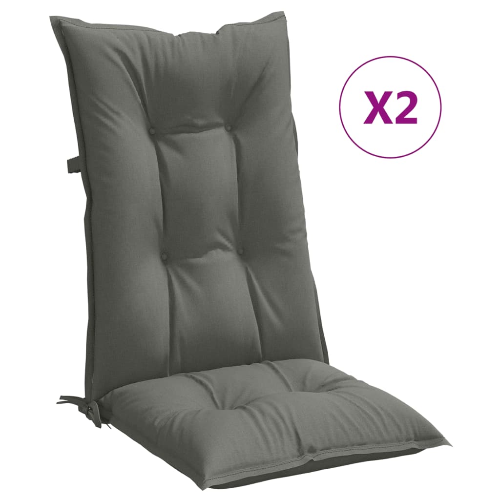 Stolsdynor högt ryggstöd 2 st melerad mörkgrå 120x50x7 cm tyg