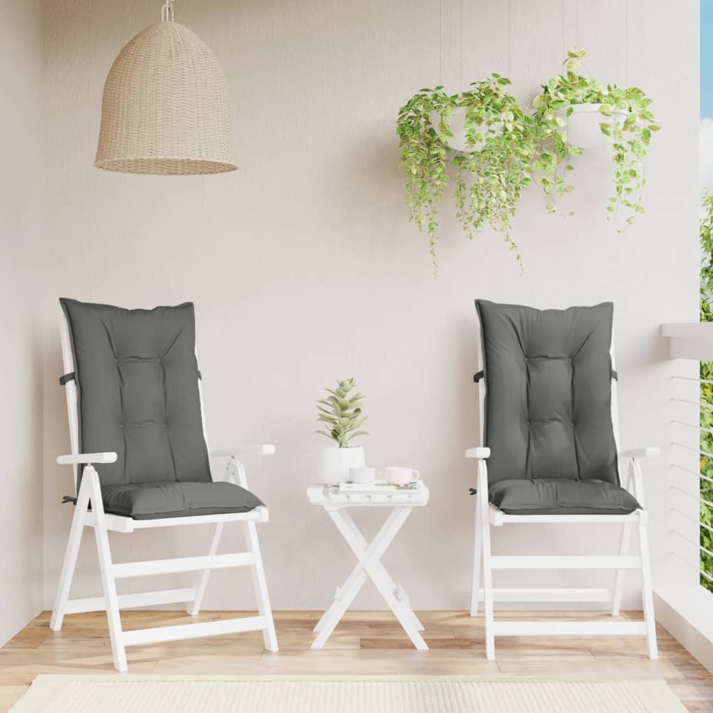 Stolsdynor högt ryggstöd 2 st melerad mörkgrå 120x50x7 cm tyg