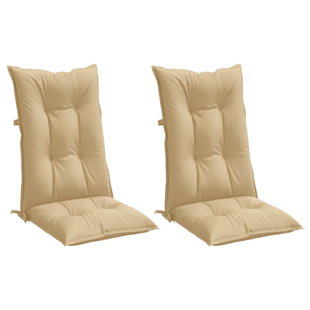 Stolsdynor högt ryggstöd 2 st melerad beige 120x50x7 cm tyg