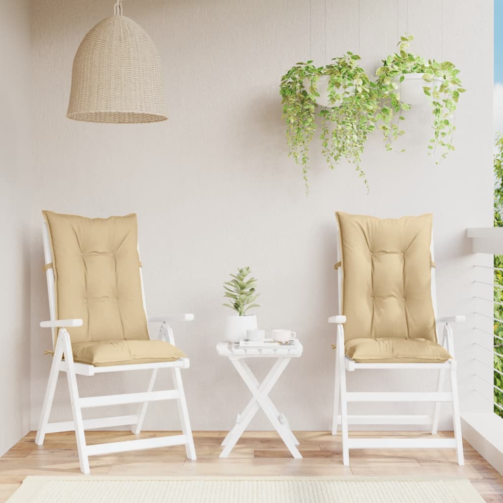 Stolsdynor högt ryggstöd 2 st melerad beige 120x50x7 cm tyg