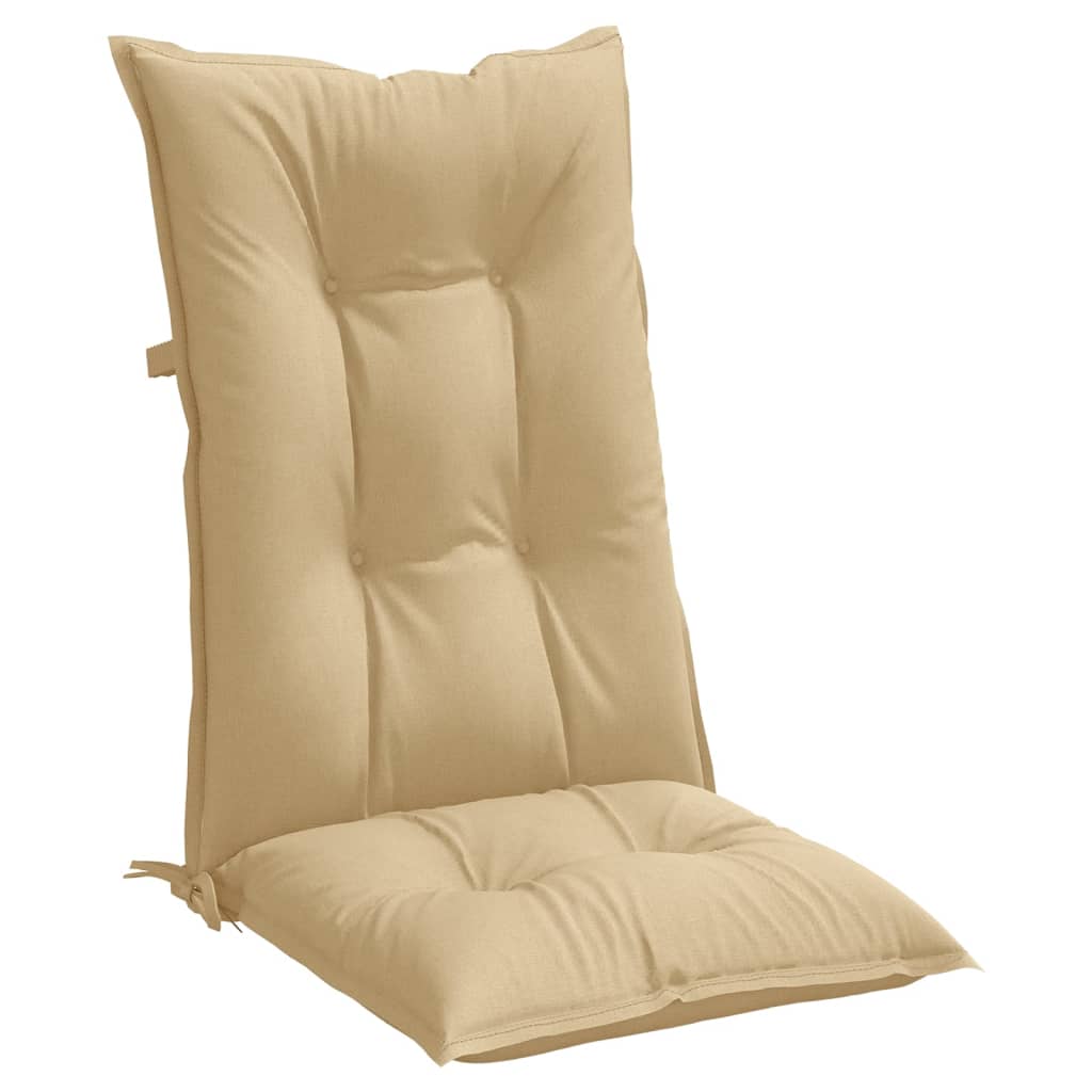 Stolsdynor högt ryggstöd 2 st melerad beige 120x50x7 cm tyg