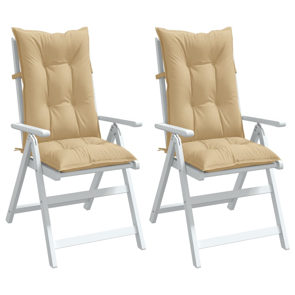 Stolsdynor högt ryggstöd 2 st melerad beige 120x50x7 cm tyg