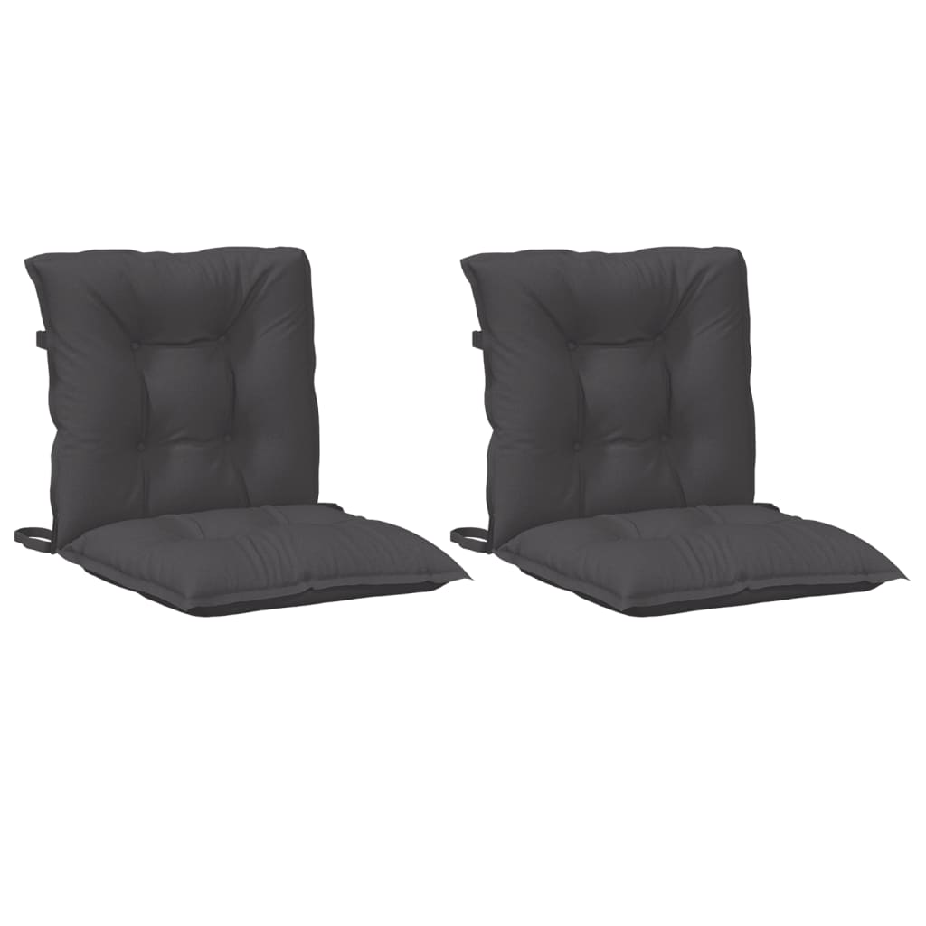 Stolsdynor lågt ryggstöd 2 st melerad antracit 100x50x7 cm tyg
