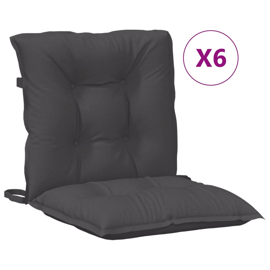 Stolsdynor lågt ryggstöd 6 st melerad antracit 100x50x7 cm tyg