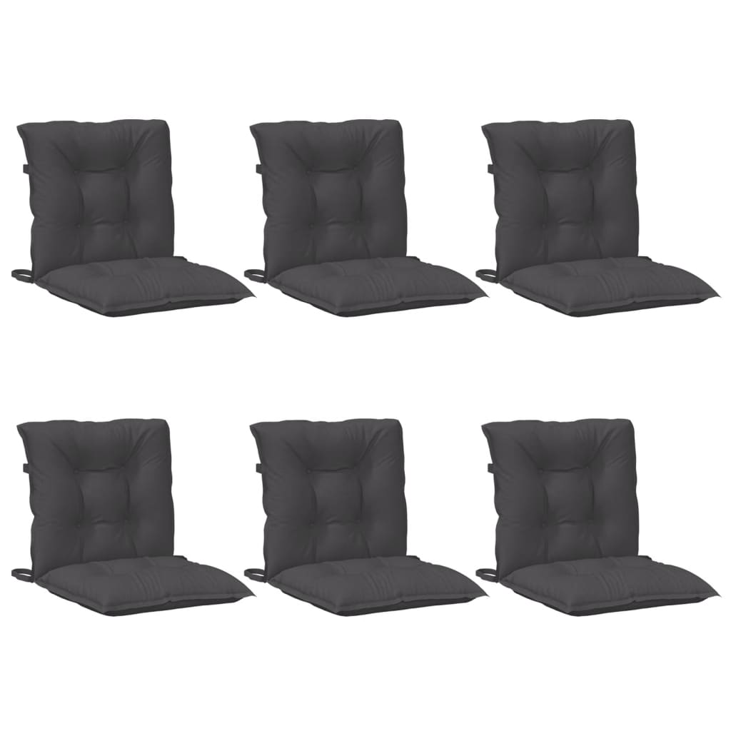 Stolsdynor lågt ryggstöd 6 st melerad antracit 100x50x7 cm tyg