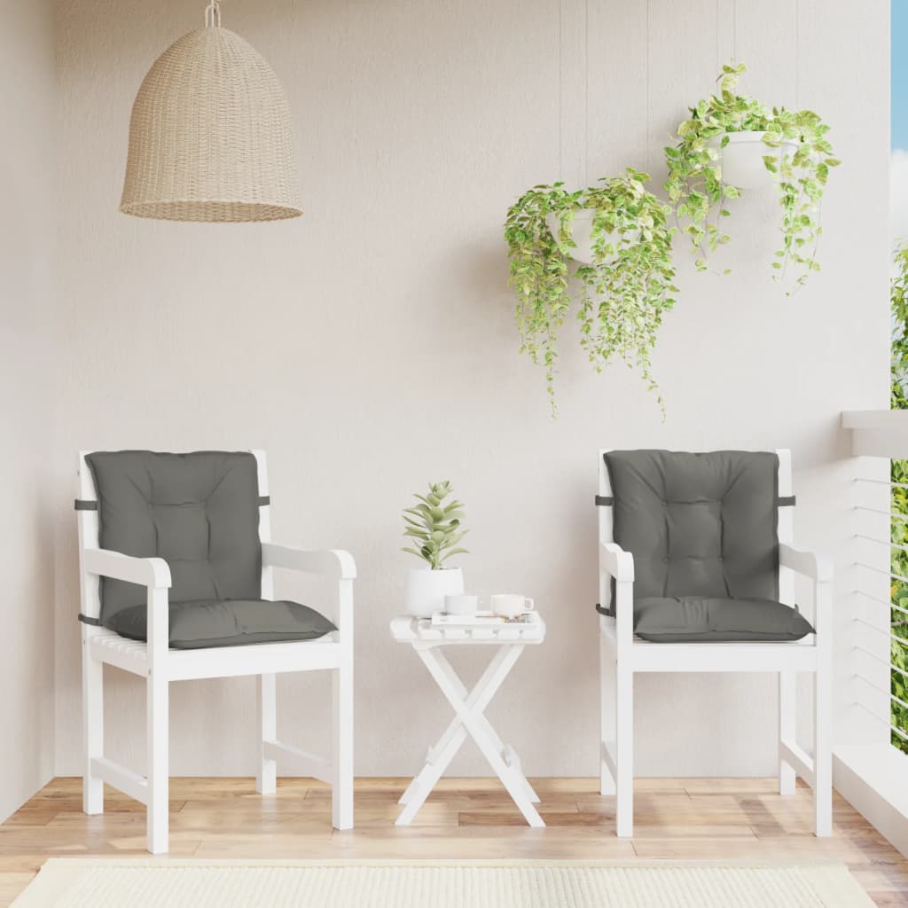 Stolsdynor lågt ryggstöd 2 st melerad mörkgrå 100x50x7 cm tyg
