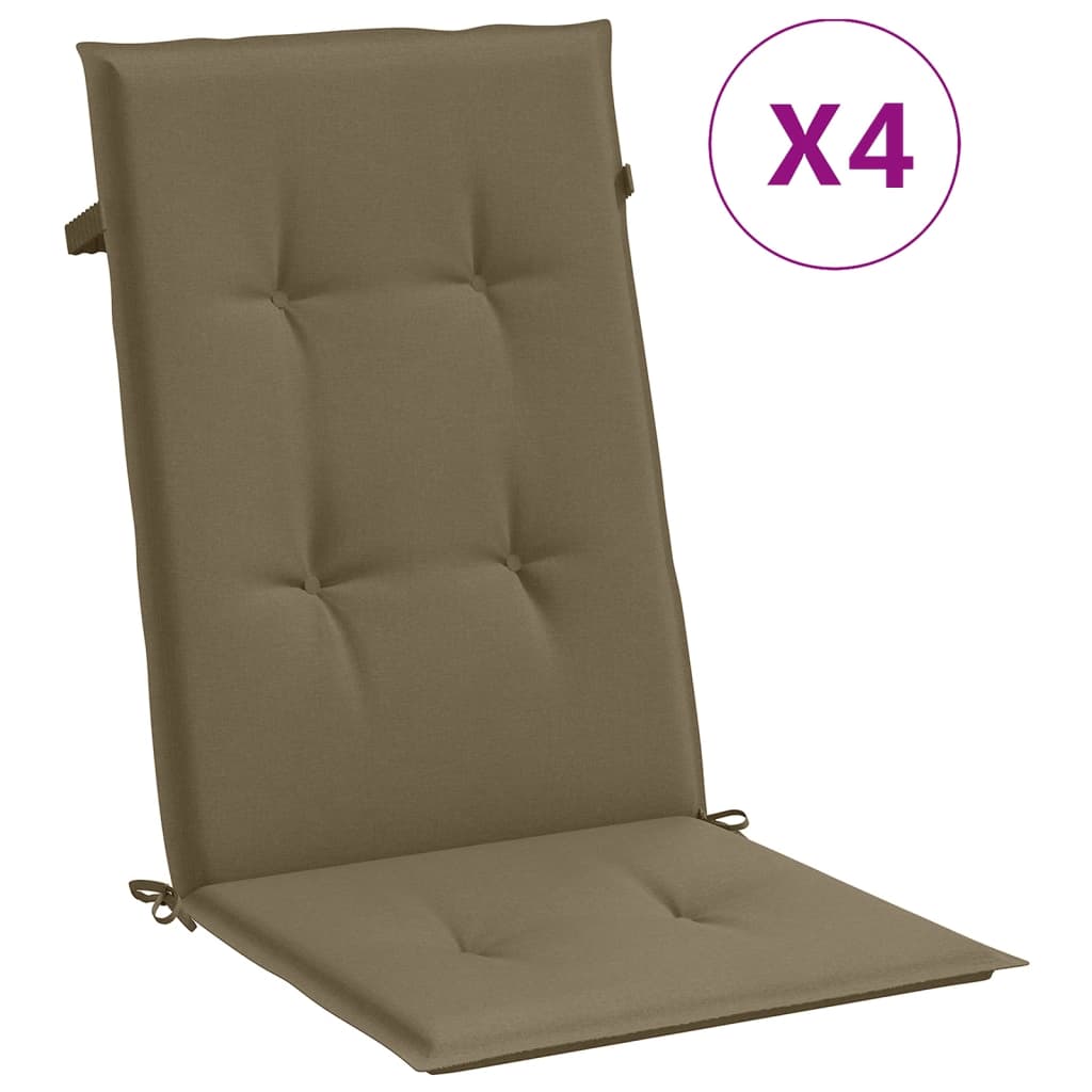 Stolsdynor högt ryggstöd 4 st melerad taupe 120x50x4 cm tyg