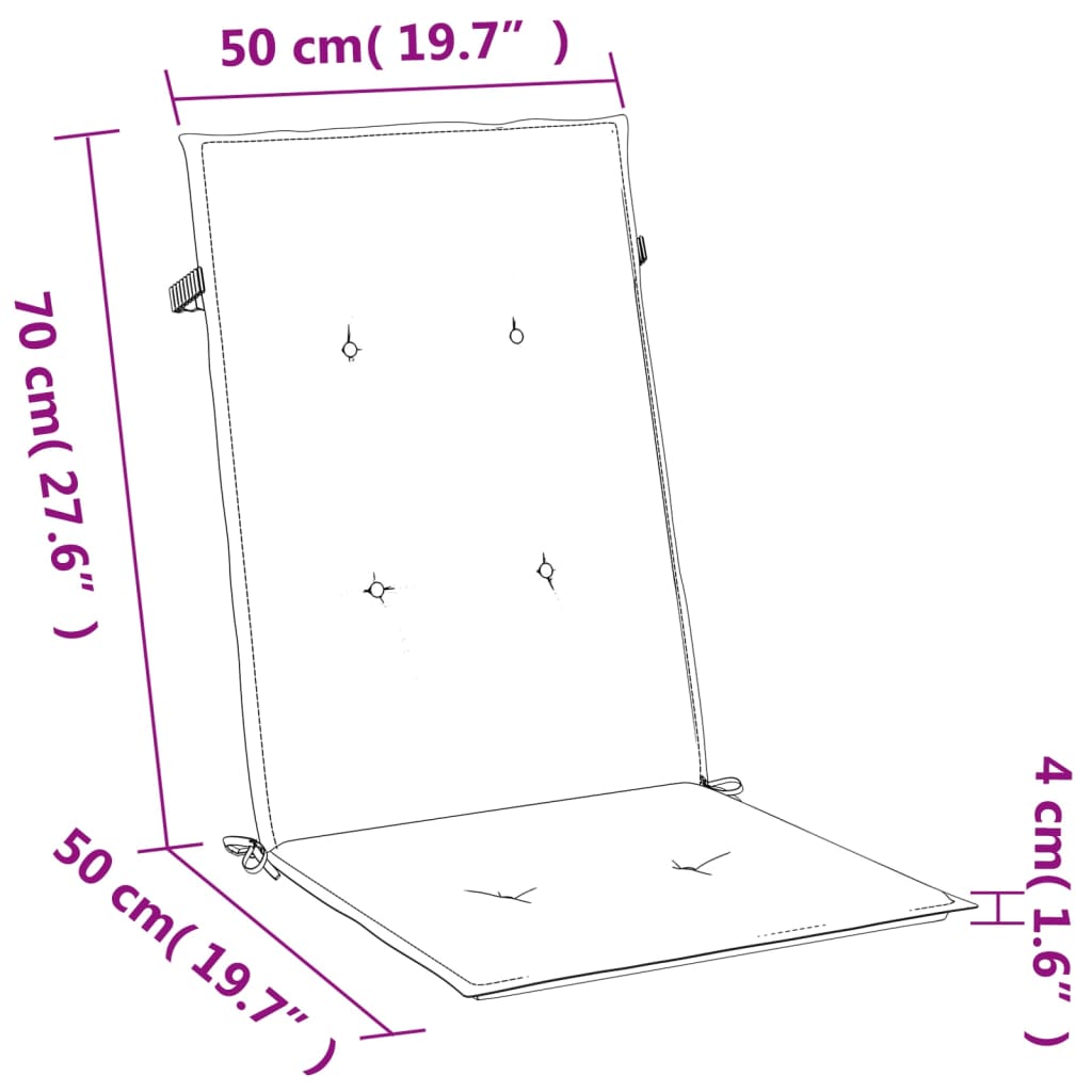 Stolsdynor högt ryggstöd 4 st melerad taupe 120x50x4 cm tyg