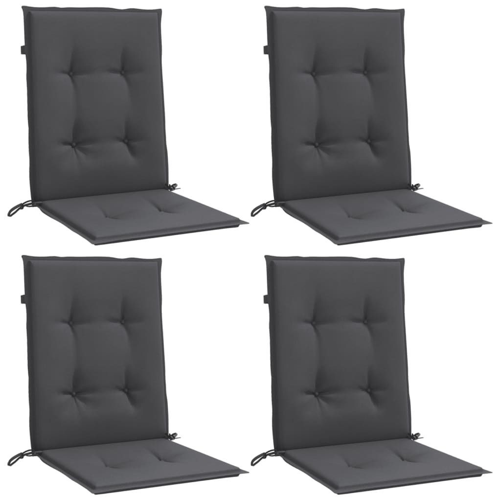 Stolsdynor lågt ryggstöd 4 st melerad antracit 100x50x4 cm tyg
