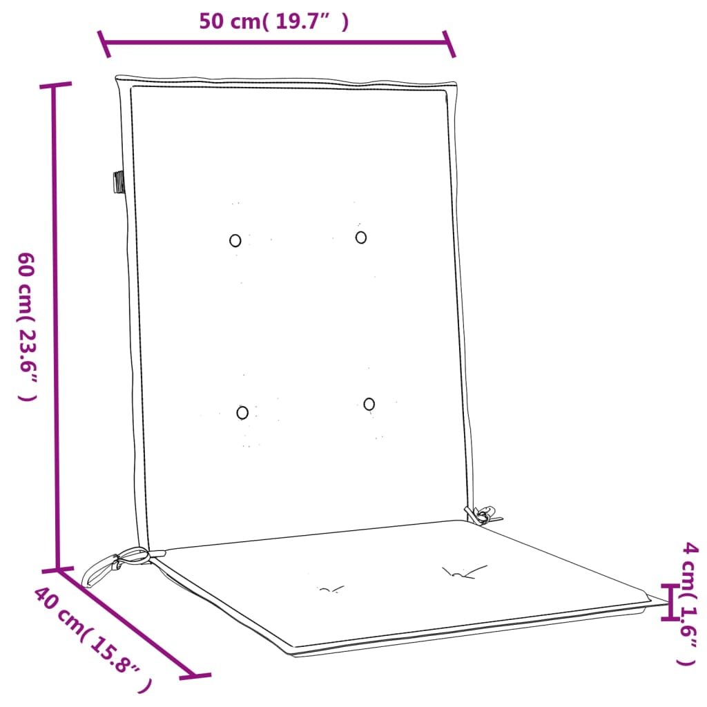 Stolsdynor lågt ryggstöd 4 st melerad antracit 100x50x4 cm tyg