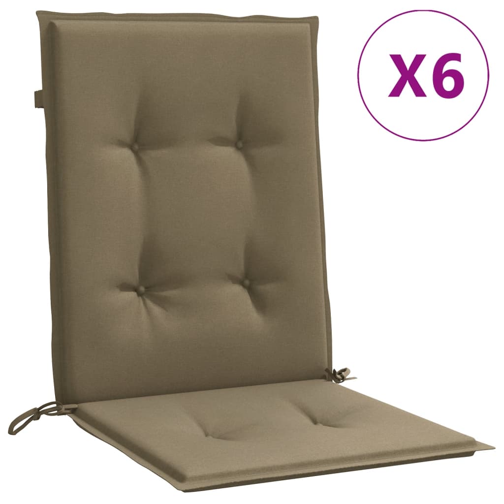 Stolsdynor lågt ryggstöd 6 st melerad taupe 100x50x4 cm tyg