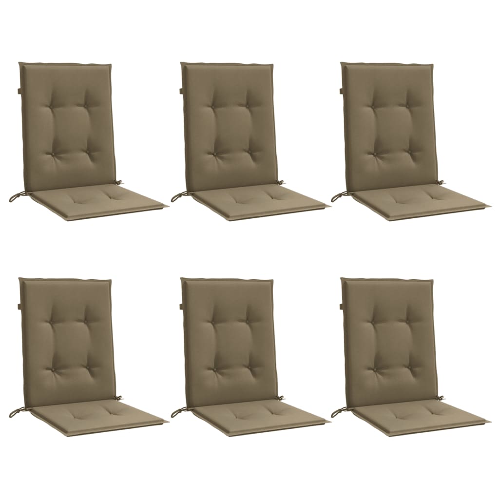 Stolsdynor lågt ryggstöd 6 st melerad taupe 100x50x4 cm tyg