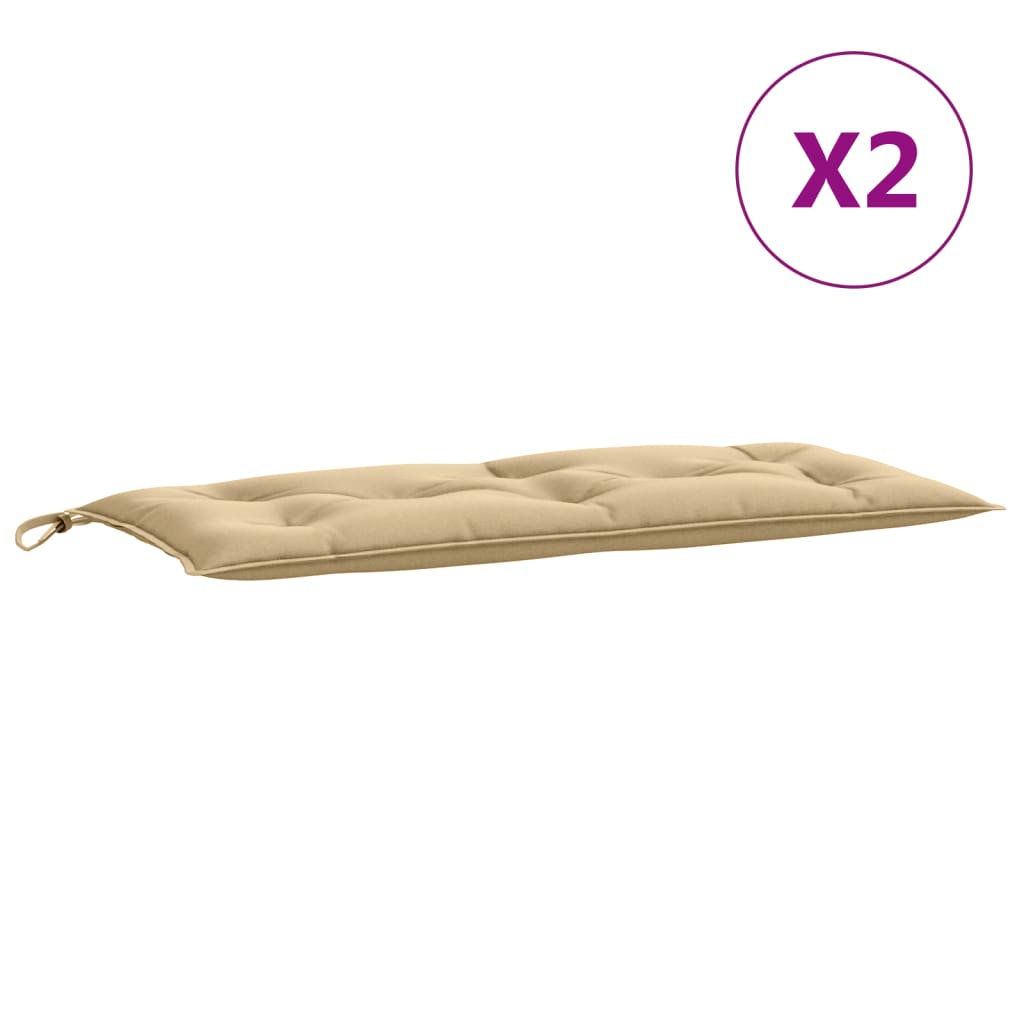 Bänkdyna 2 st melerad beige 100x50x7 cm tyg