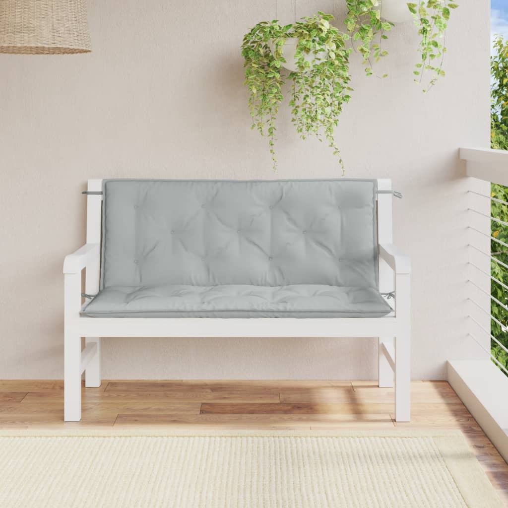 Bänkdyna 2 st melerad ljusgrå 120x50x7 cm tyg