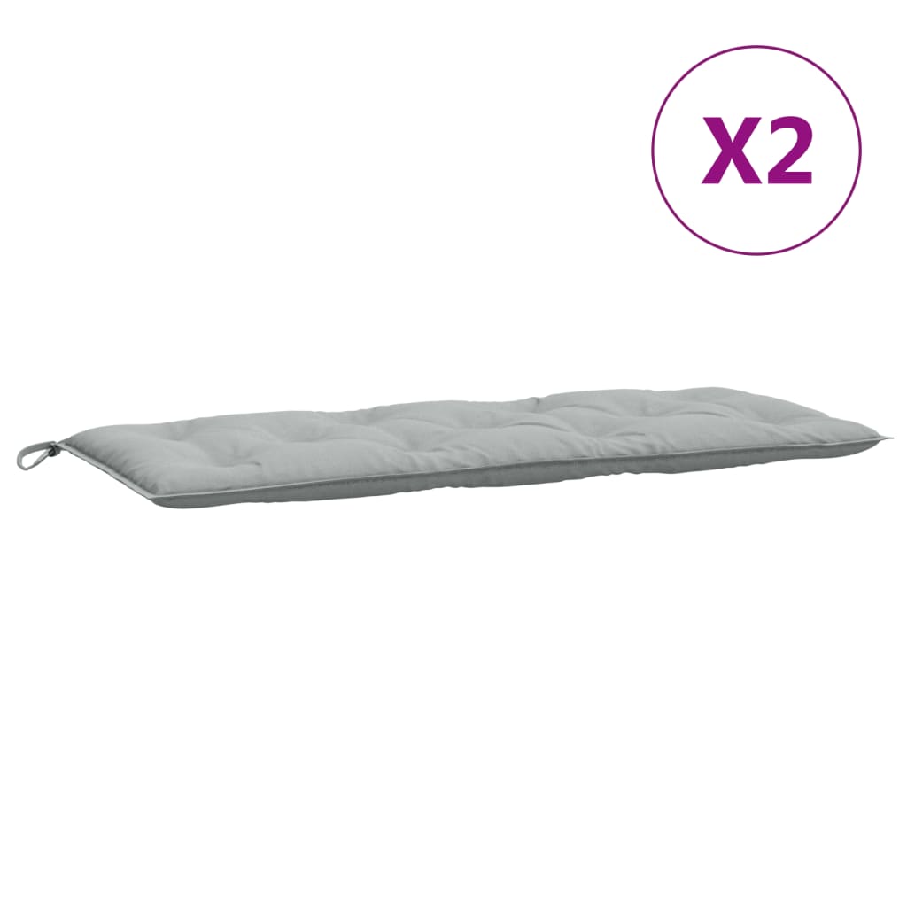 Bänkdyna 2 st melerad ljusgrå 120x50x7 cm tyg