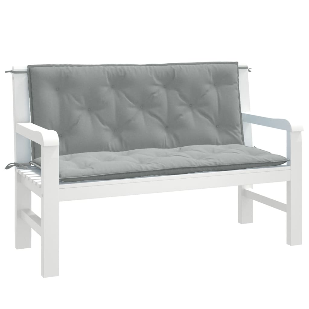 Bänkdyna 2 st melerad ljusgrå 120x50x7 cm tyg