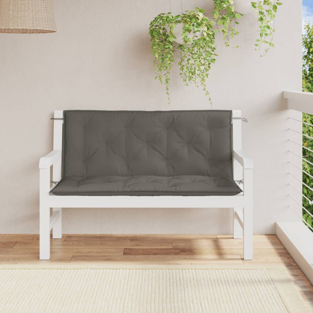 Bänkdyna 2 st melerad mörkgrå 120x50x7 cm tyg