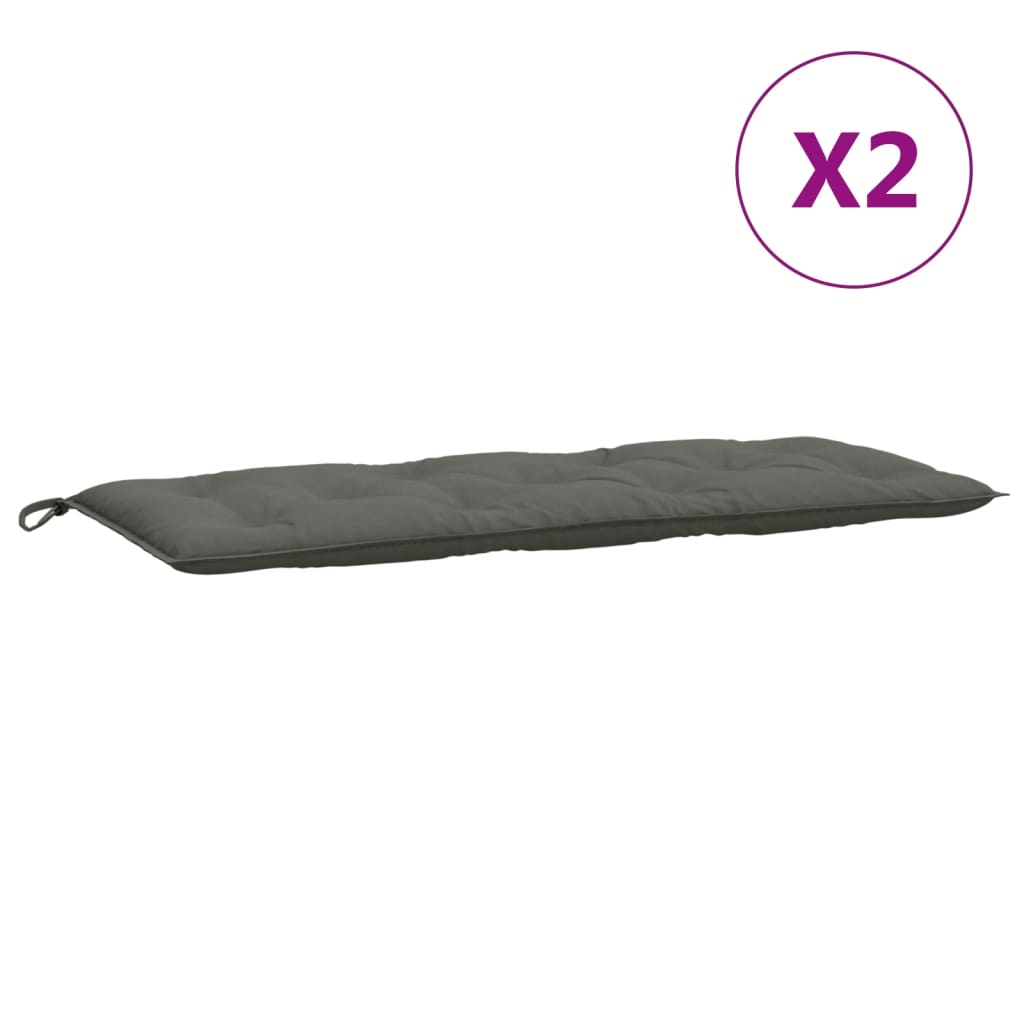Bänkdyna 2 st melerad mörkgrå 120x50x7 cm tyg