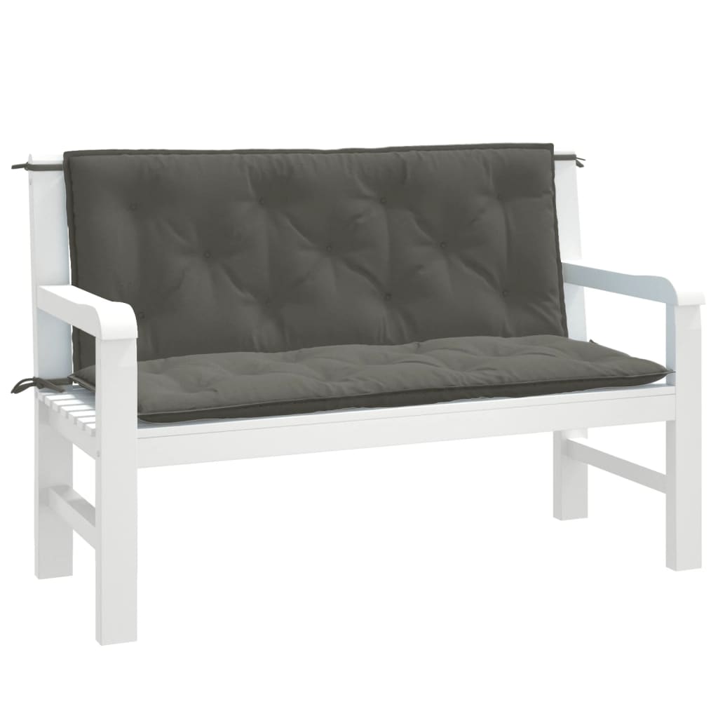 Bänkdyna 2 st melerad mörkgrå 120x50x7 cm tyg