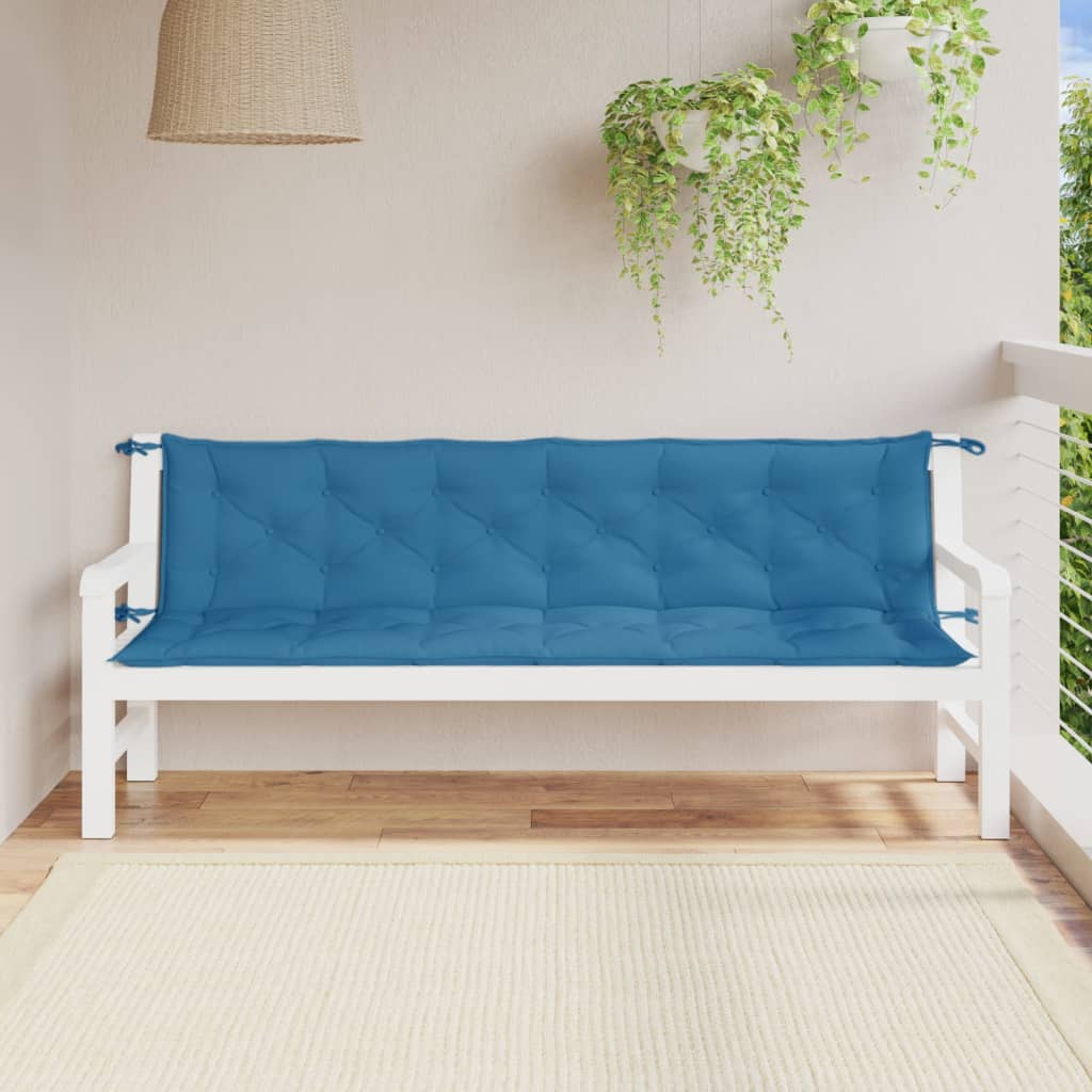 Bänkdyna 2 st melerad blå 200x50x7 cm tyg