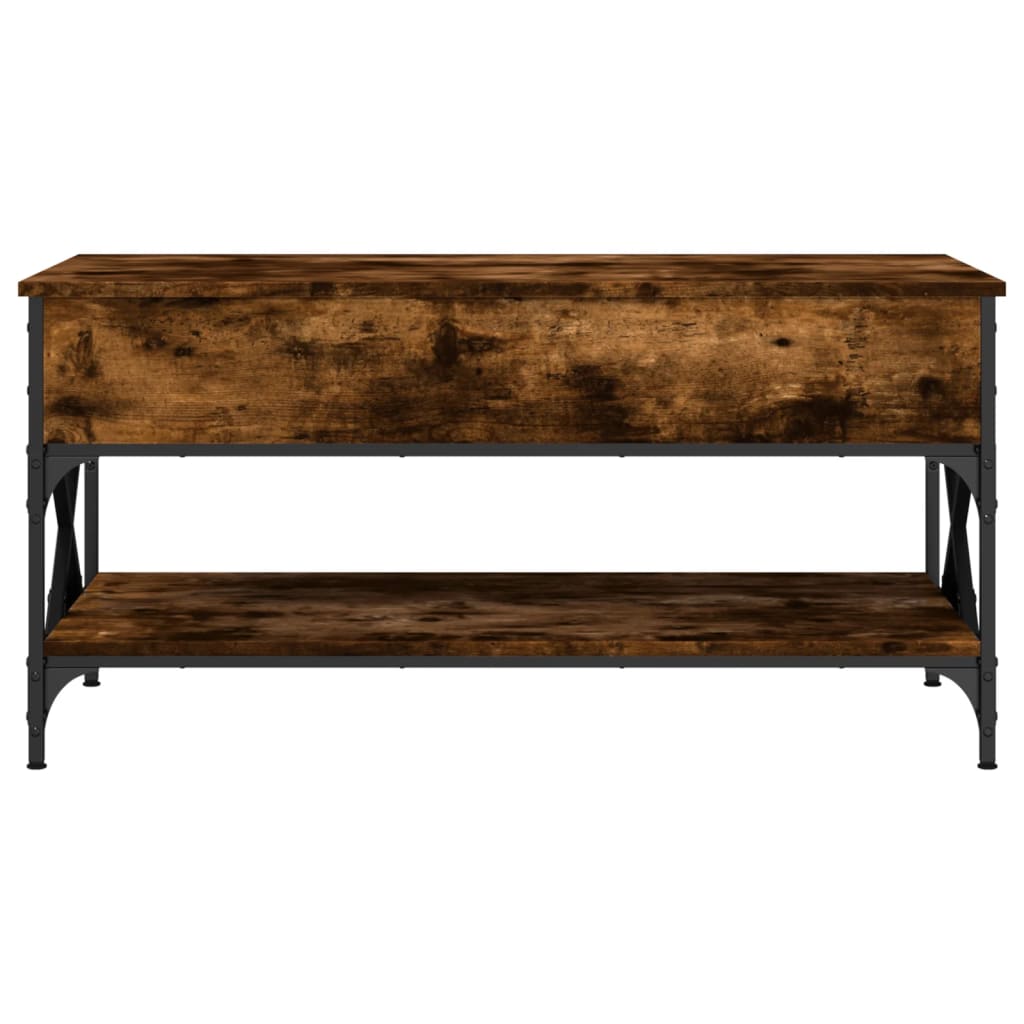 Soffbord rökfärgad ek 100x50x50 cm konstruerat trä och metall