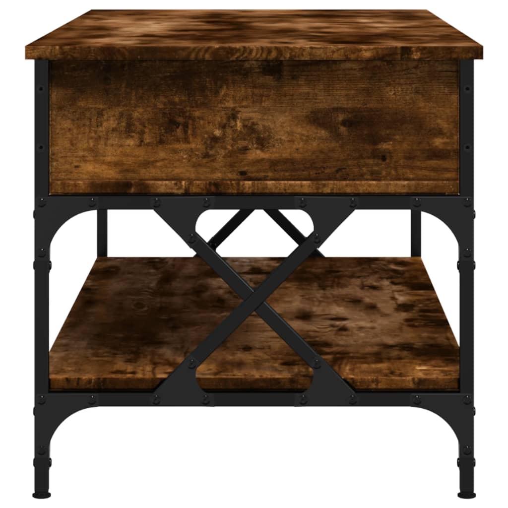 Soffbord rökfärgad ek 100x50x50 cm konstruerat trä och metall