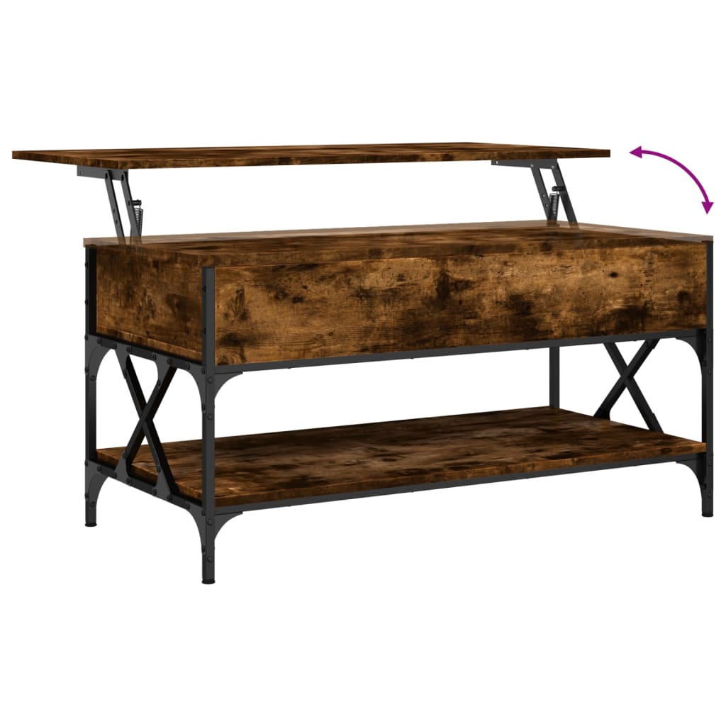 Soffbord rökfärgad ek 100x50x50 cm konstruerat trä och metall