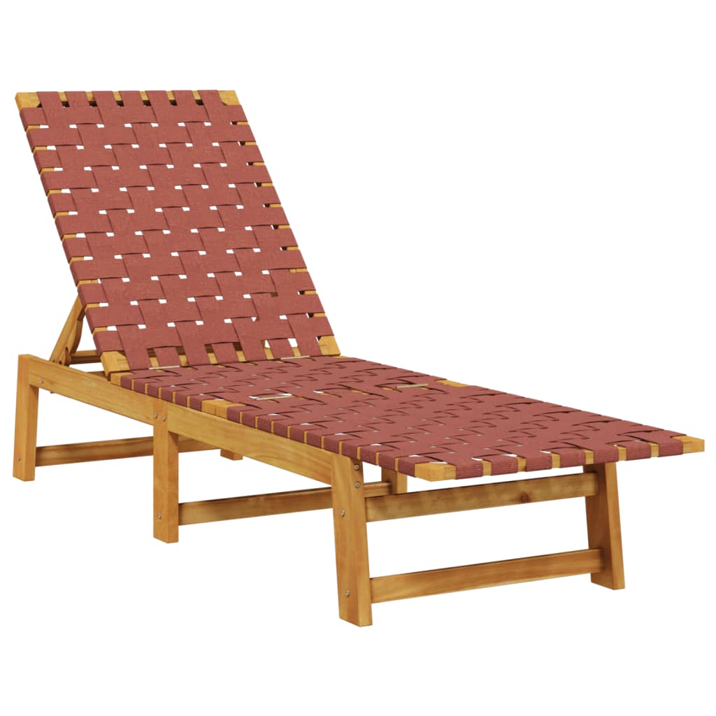 Solsängar 2 st med bord röd massivt akaciaträ