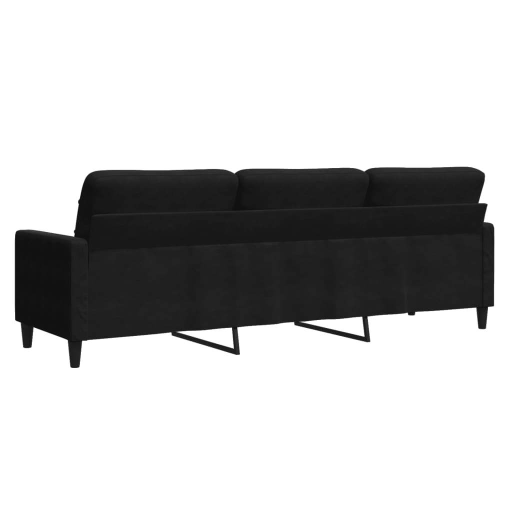 3-sitssoffa svart 210 cm sammet