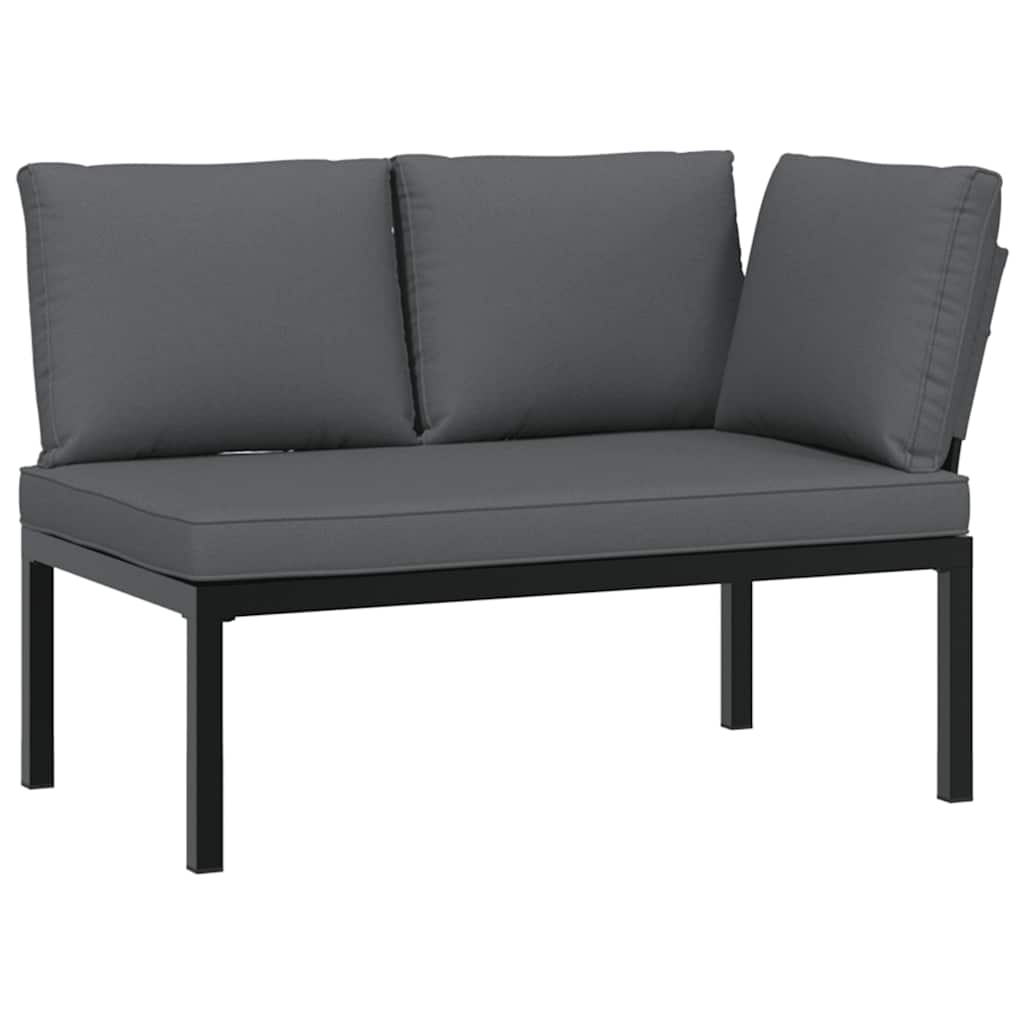 Trädgårdssoffa med dynor 5 delar svart aluminium