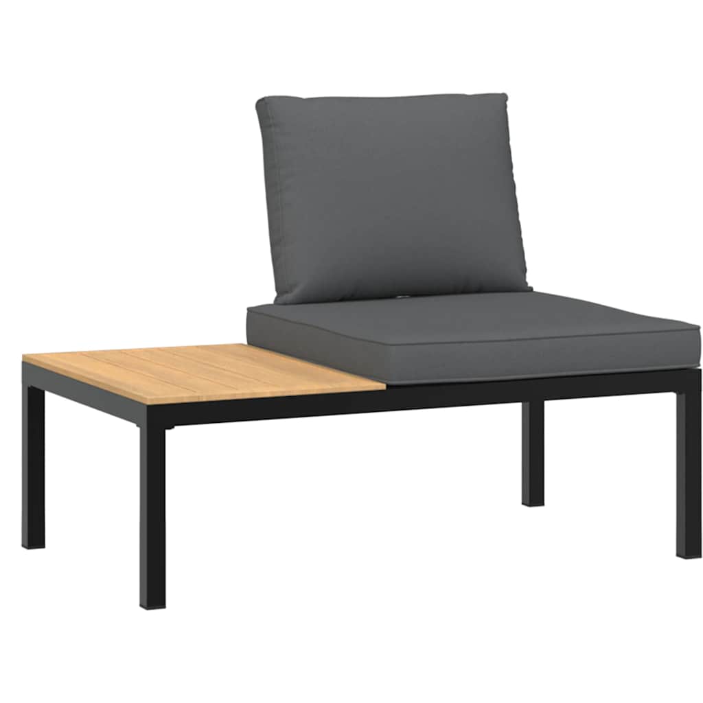 Trädgårdssoffa med dynor 5 delar svart aluminium