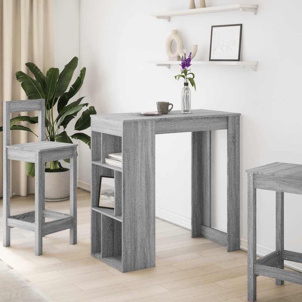 Barbord med ställ grå sonoma-ek 102x50x103,5 cm konstruerat trä
